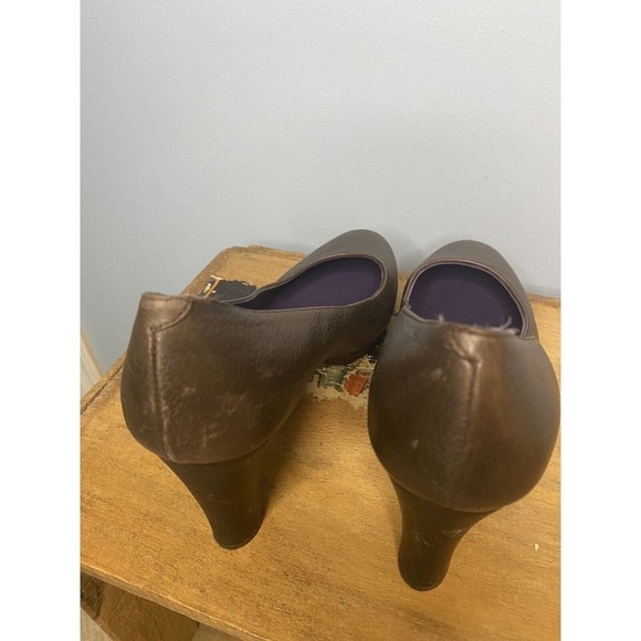 Boden Leather Pebbled High Heel Pumps Made in Spain Brown EU Size 38 = US Size 7 - Picture 5 of 8